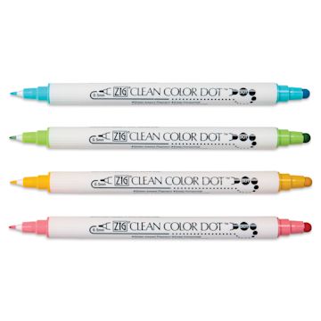 Open in modal - Zig Clean Color Dot Markers - Set of 4, Assorted Colors, markers with caps off