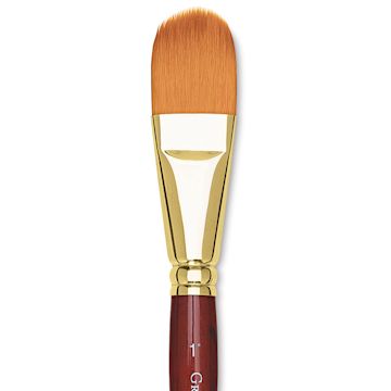 Open in modal - Grumbacher Goldenedge Brush - Oval Wash, Short Handle, Size 1" close up