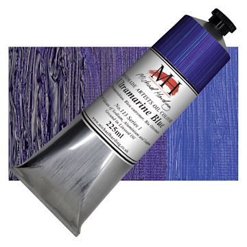Open in modal - Michael Harding Artists Oil Paint - Ultramarine Blue, 225 ml tube and swatch