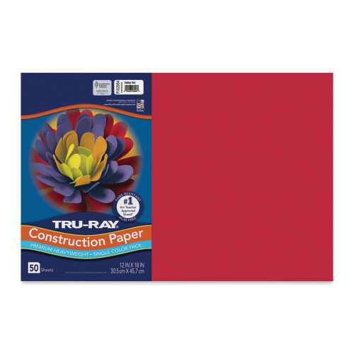 Pacon Tru-Ray Construction Paper - 12 x 18, Holiday Red, 50 Sheets