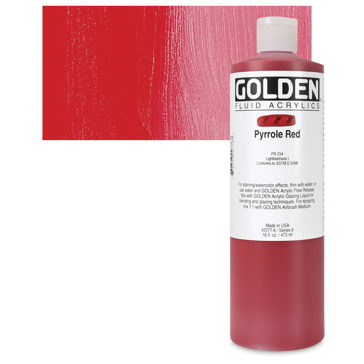 Golden Fluid Acrylic - Pyrrole Red Light 4 oz.
