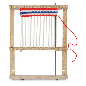 Todd Loom - Front view of loom with weaving started
