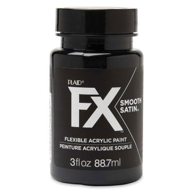 Plaid FX Smooth Satin Flexible Acrylic Paint - Carbon, 3 oz