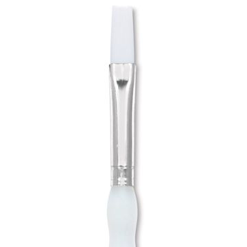 Open in modal - Royal & Langnickel Soft Grip White Taklon Brush - Flat, Short Handle, Size 4, close-up