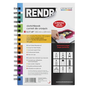Open in modal - Crescent Rendr Wirebound Sketchbook - 6-1/2" x 9", front cover
