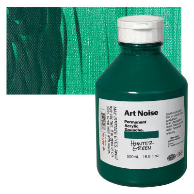 Tri-Art Art Noise Permanent Acrylic Gouache - Hunter Green, 500 ml, Bottle with Swatch