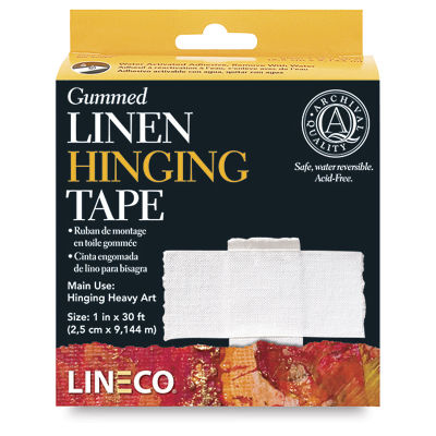 Lineco Acid-Free Gummed Linen Tape - Front of package of 1" x 30 Ft tape
