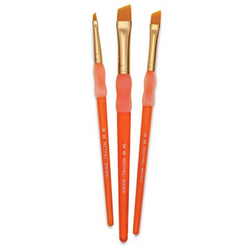 Open in modal - Royal & Langnickel Big Kid's Choice Lil' Grippers Synthetic Brushes - Angular, Set of 3