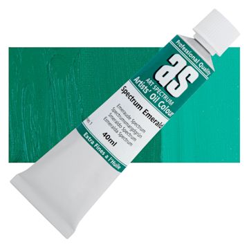 Open in modal - Art Spectrum Artists' Oil Paint - Spectrum Emerald, 40 ml tube and swatch