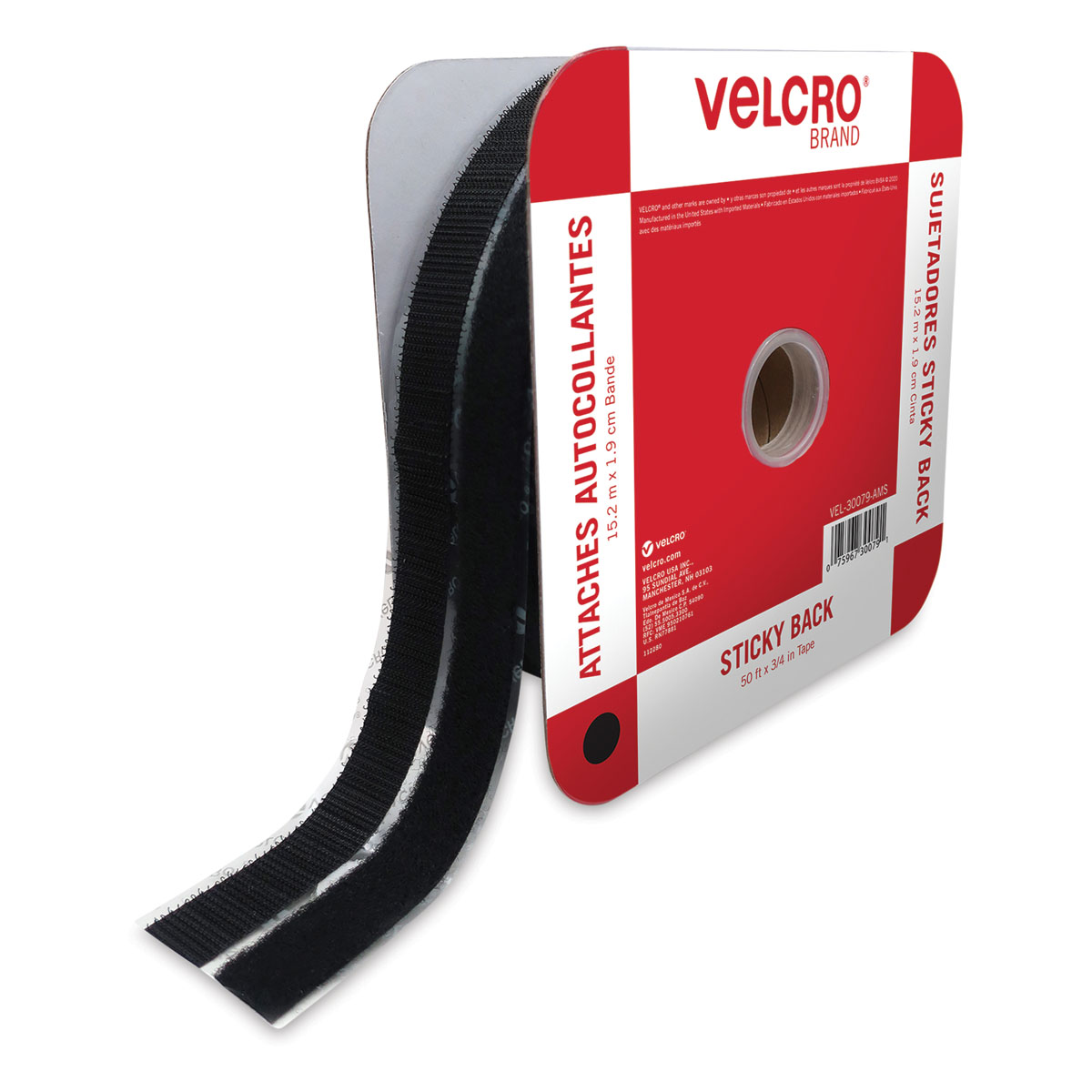 VELCRO® Brand STICKY BACK® Tape Roll 3/4" x 15 ft Black