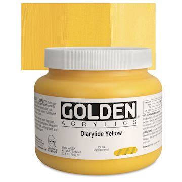Open in modal - Golden Heavy Body Artist Acrylic - Diarylide Yellow, 32 oz Jar and swatch
