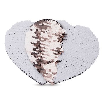 Open in modal - Craft Express Sublimation Printing Flip Sequin Patches - Heart, 4" x 4.75", Champagne, Pkg of 2