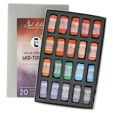 Open in modal - Richeson Soft Handrolled Pastels - Mid Tones 4, Set of 20