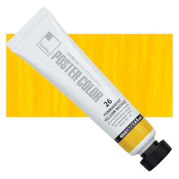 Open in modal - ShinHan Professional Poster Color Paint - Permanent Yellow Middle, 40 ml tube and swatch
