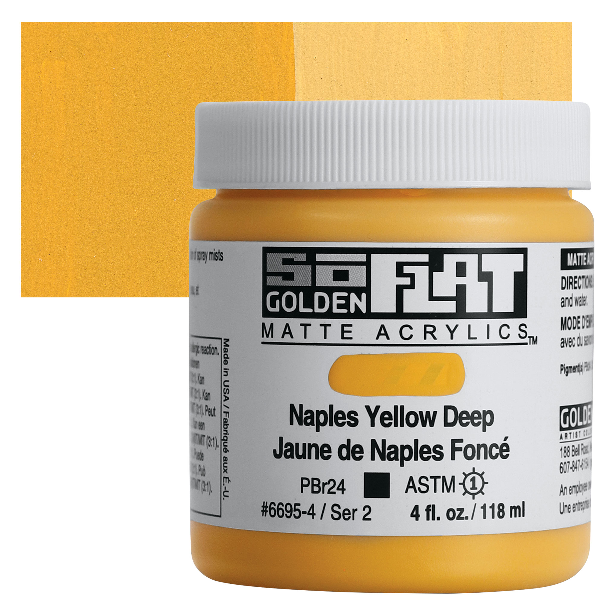 Golden SoFlat Matte Acrylic Paint - Fluorescent Yellow 4 oz.