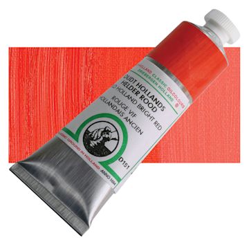 Open in modal - Old Holland Classic Oil Color - Old Holland Bright Red, 40 ml tube and swatch