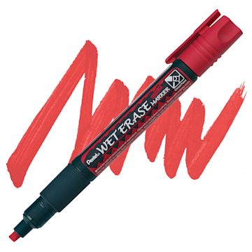 Open in modal - Pentel Wet Erase Chalk Markers - Chisel Point, Red marker and swatch