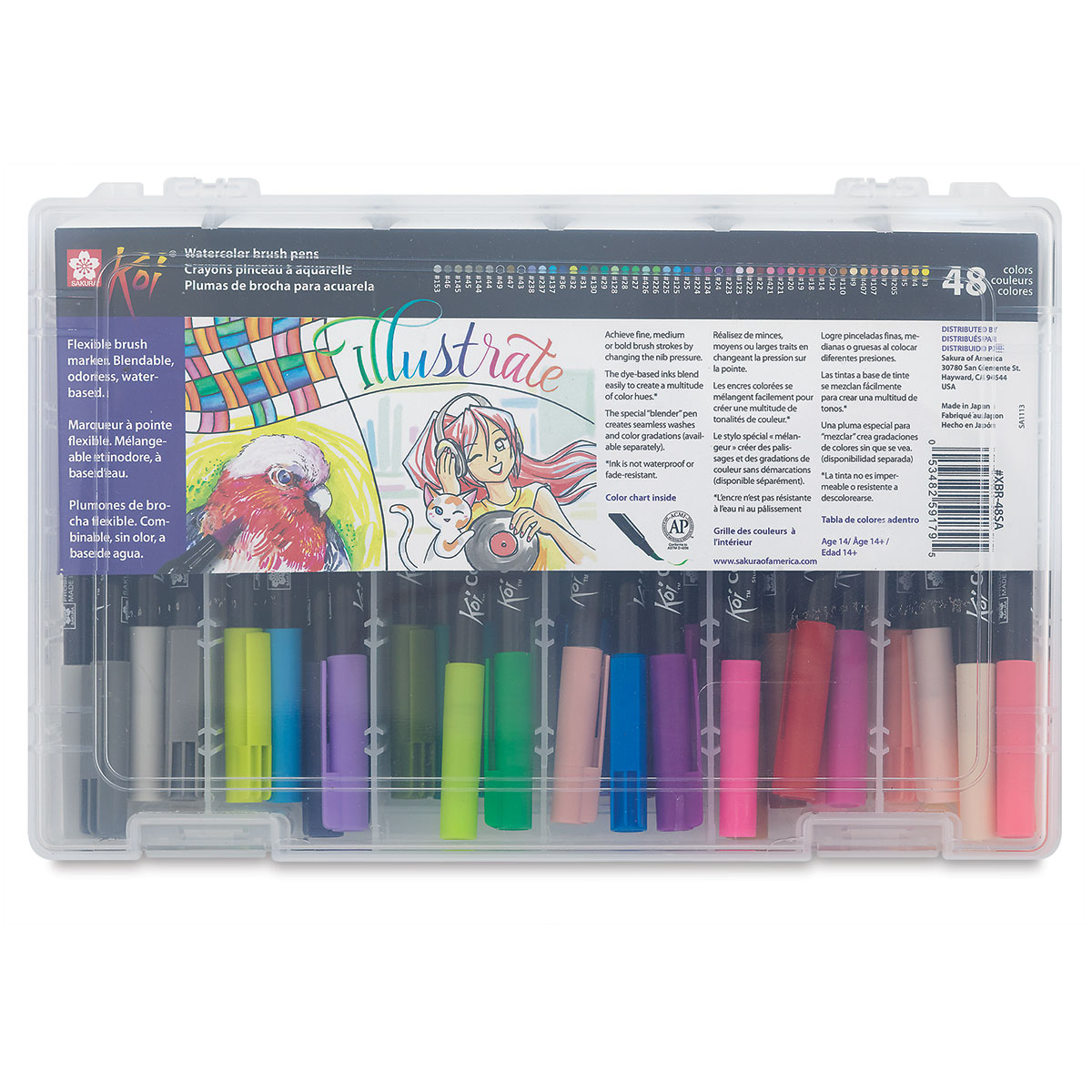 Sakura Koi Coloring Brush Pens - Assorted Colors, Set of 48 