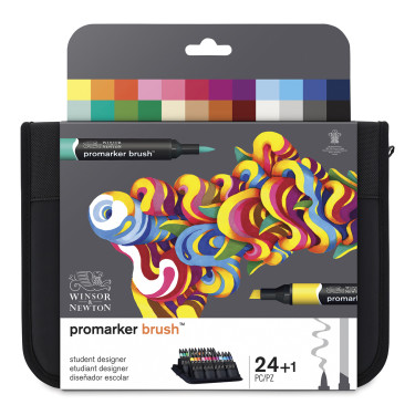 Winsor & Newton BrushMarkers - Student Designer Colors, Set of 24