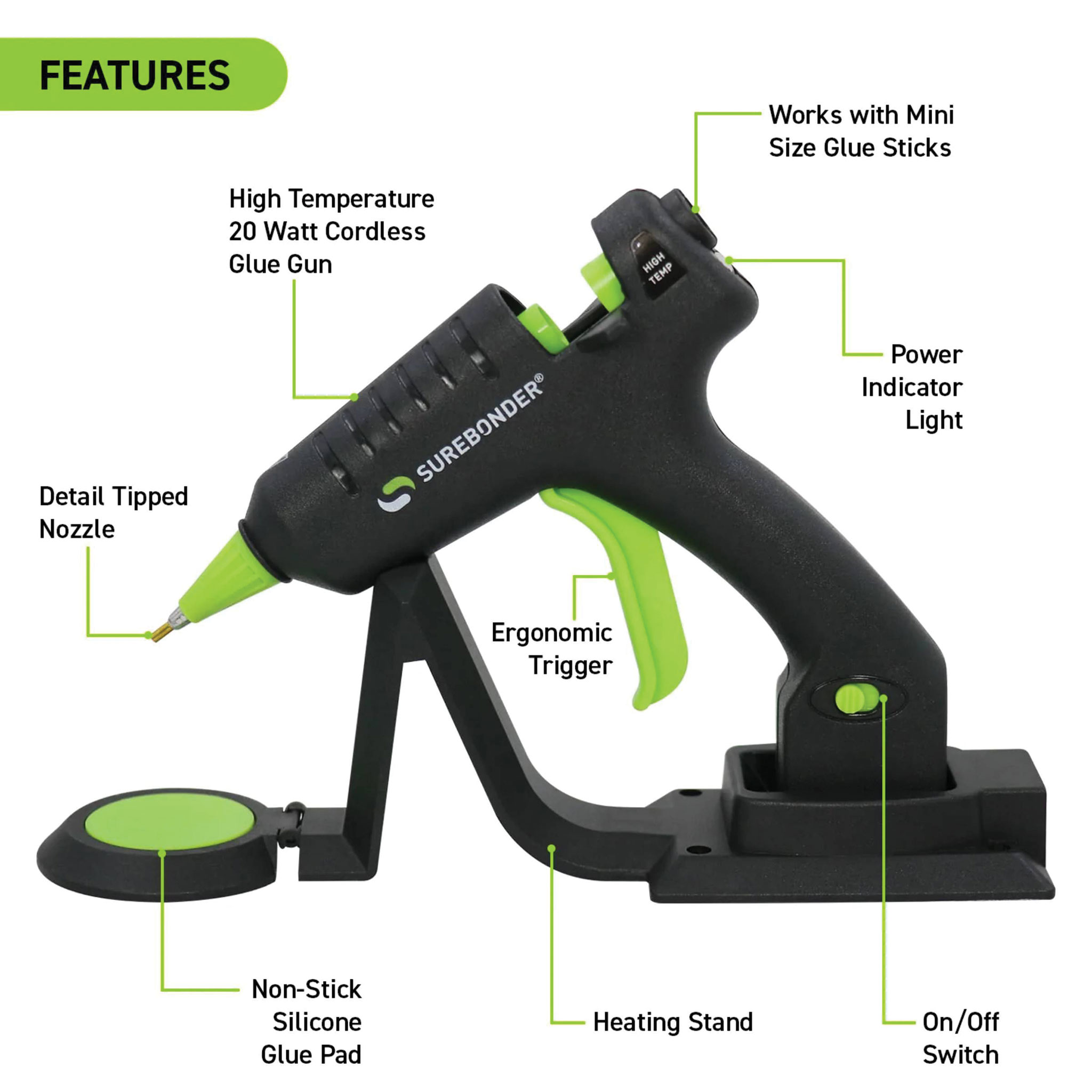 Surebonder Specialty Series Mini Cordless High Temp Glue Gun