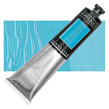 Open in modal - Sennelier Extra-Fine Artist Acrylique - Cobalt Teal, 200 ml tube and swatch