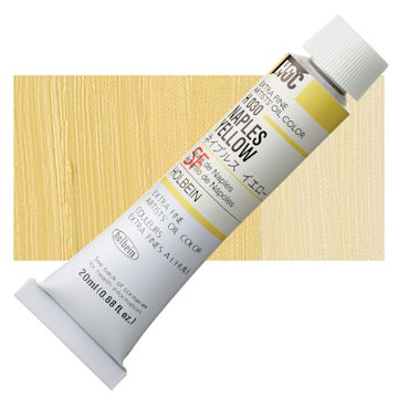 Open in modal - Holbein Artists' Oil Color - Naples Yellow, 20 ml tube and swatch