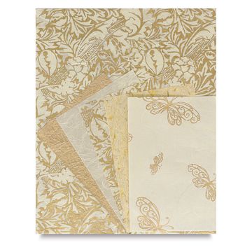 Open in modal - Black Ink Decorative Paper Packs - Both sizes of Golden Glow Assorted Sheet Pack shown