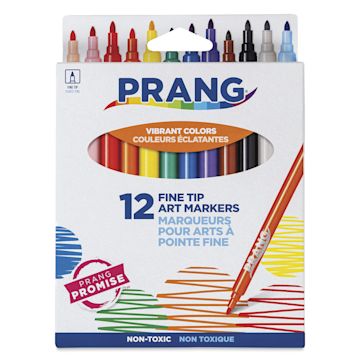 Open in modal - Prang Fine Line Marker Set - Assorted Colors, Set of 12, front of the packaging