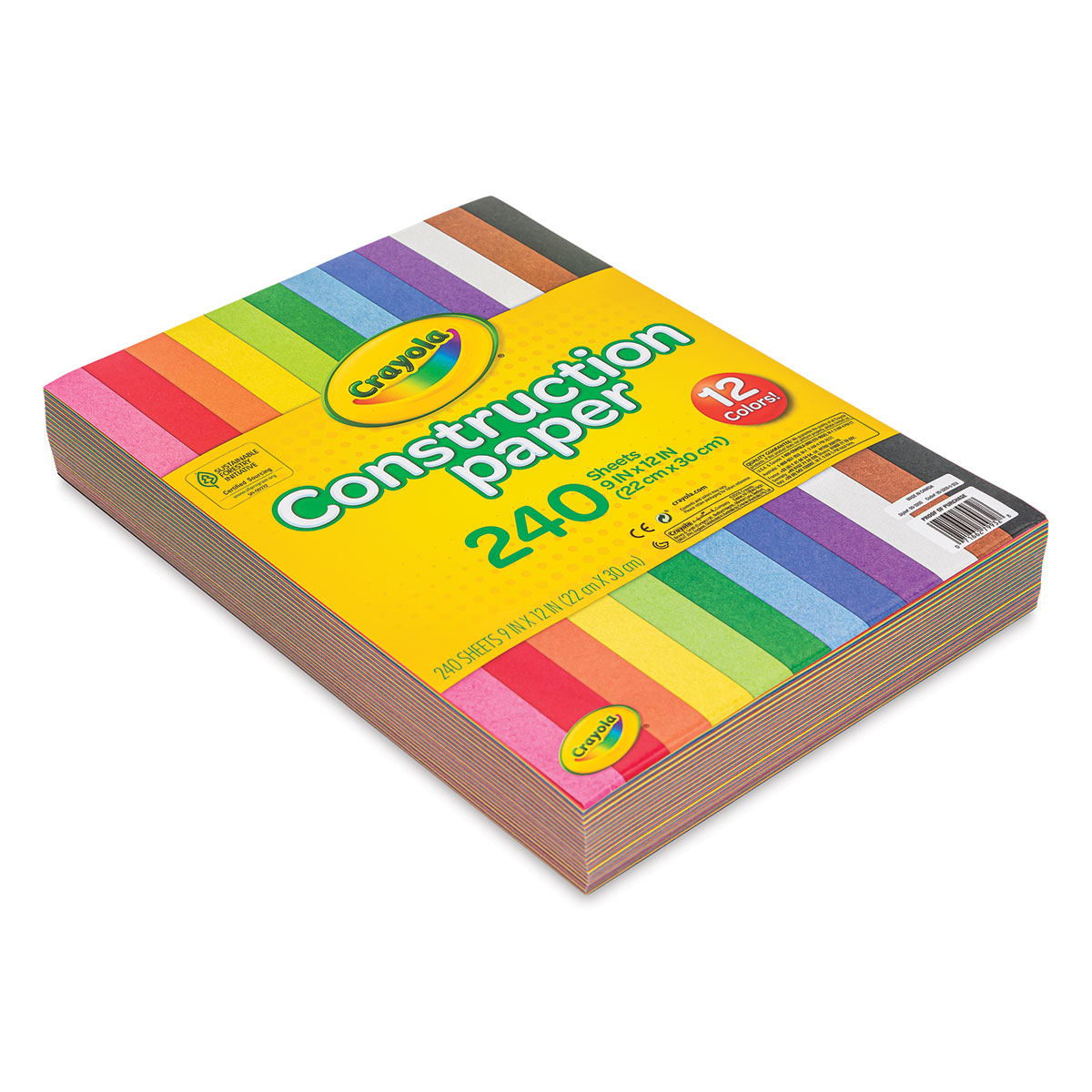 Crayola 12 Color Construction Paper, Assorted Colors, 240 Sheets