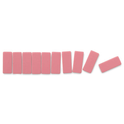 Blackwing Pencil Replacement Erasers - 10 Pink replacement erasers in a row