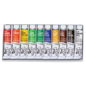 Holbein Duo Aqua Water Soluble Oils - Compact Set, Set of 10 colors, 10 ml, Tubes (In tray)