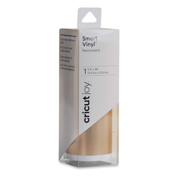 Open in modal - Cricut Joy Permanent Smart Vinyl - Matte Metallic Champagne, 5-1/2" x 48", Roll (In packaging)
