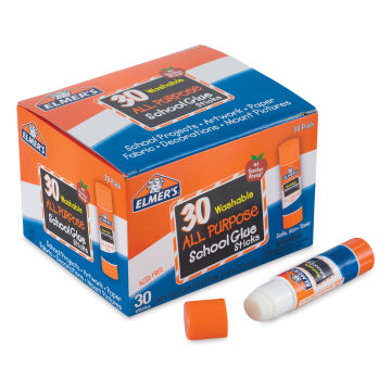 Elmer's All Purpose Washable Clear Glue Sticks-30 pc package of .24oz size, with one open stick 