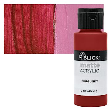 Open in modal - Blick Matte Acrylic - Burgundy, 2 oz bottle and swatch