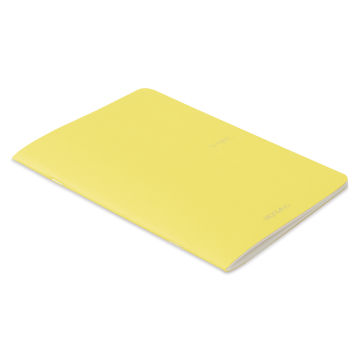 Fabriano EcoQua Staplebound Notebook - Yellow, 8.3" x 5.8", Blank (side view)
