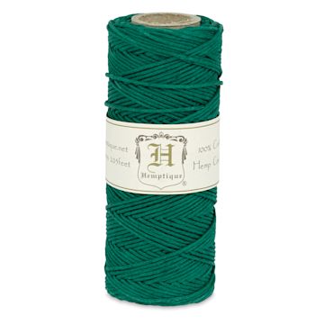 Open in modal - Hemptique Hemp Cord Spools - Front of single Green spool of Hemp cord