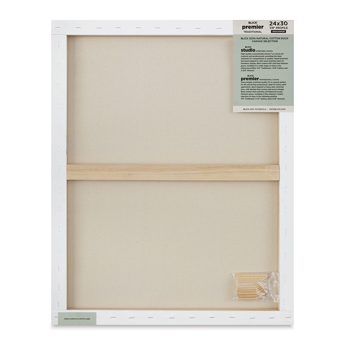 Blick Premier Stretched Cotton Canvas - Gallery Profile, Splined, 40 x 60, Pkg of 3