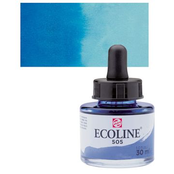 Open in modal - Ecoline Liquid Watercolor with Dropper - Ultramarine Light, 30 ml jar and swatch