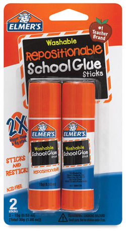 Repositionable Glue Sticks - Front of Blister Package of 2