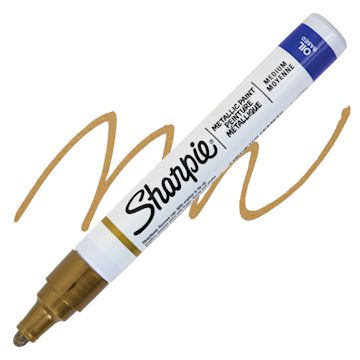 Open in modal - Sharpie Oil-Based Paint Marker - Metallic Gold, Medium Point, swatch and marker