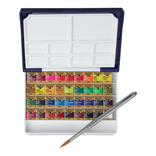 Holbein Artists' Watercolor Half Pans - Set of 24, Assorted Colors 