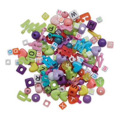 Pop! Assorted Alphabet Beads - Hearts and Letters, 4.4 oz bag of beads outside of the packaging