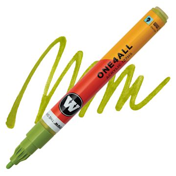 Open in modal - Molotow One4All Acrylic Marker - 2 mm Tip, Nature Green Light, Bullet Tip, swatch and marker
