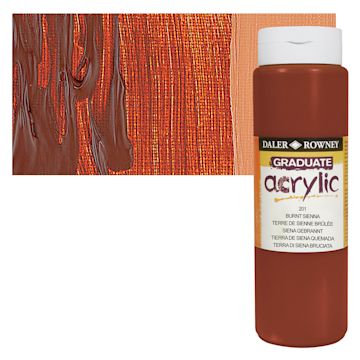 Open in modal - Daler-Rowney Graduate Acrylic Paint - Burnt Sienna, 500 ml bottle and swatch