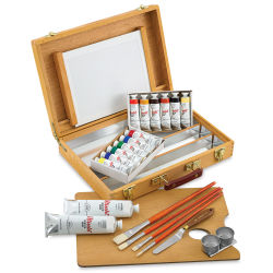 Utrecht Artists' Oil Paint Set - Wood Box Set, 14 colors, Twelve 37 ml tubes, Two 150 ml tubes