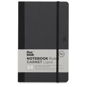 Prat Flex Notebook - 8-1/4" x 5", Black, Lined Pages