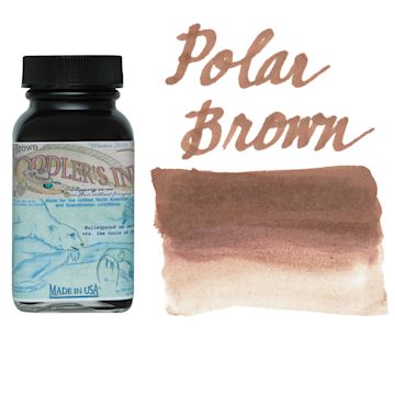 Open in modal - Noodler's Ink Fountain Pen Ink - Eternal Polar Brown, swatch and bottle