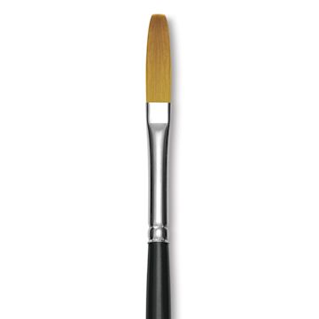 Open in modal - Trekell Synthetic Gold Taklon Brush - Long Flat, Long Handle, Size 8, close-up