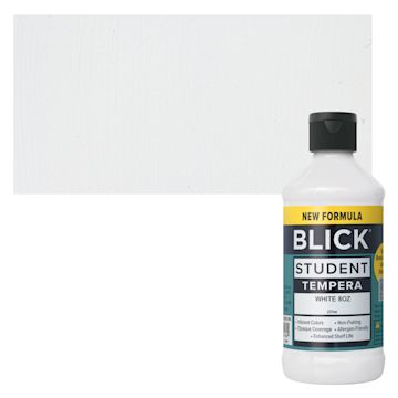 Open in modal - Blick Student Tempera Paint -  White, 8 oz bottle and swatch