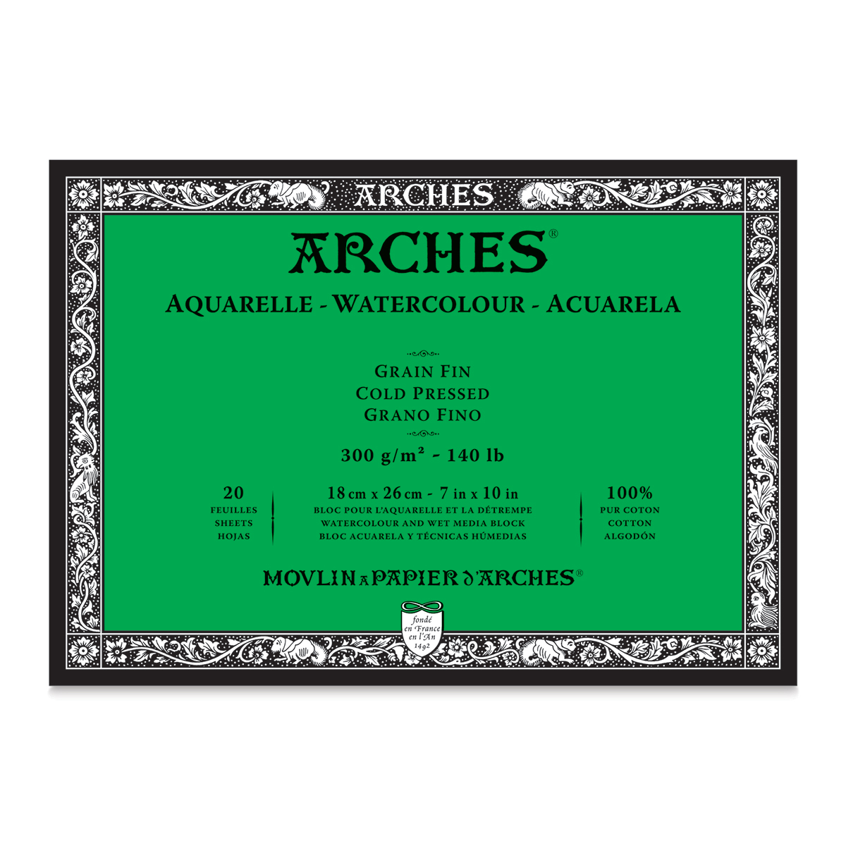 Arches Watercolor Block 12x16-inch Natural White 100% Cotton Paper - 20  Sheets of Arches Watercolor Paper 140 lb Cold Press - Arches Art Paper for